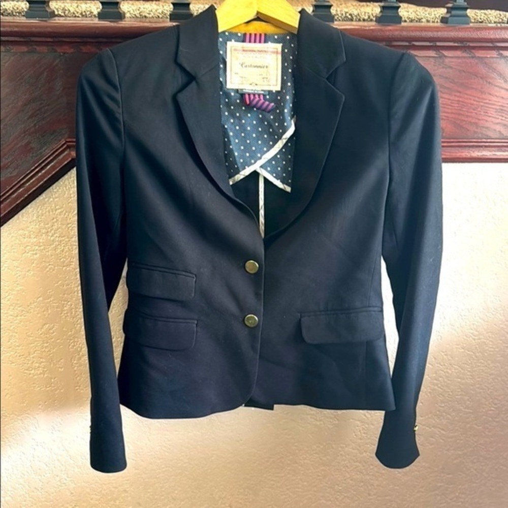 Anthropologie Cartonnier Black Blazer with Polka Dot Lining